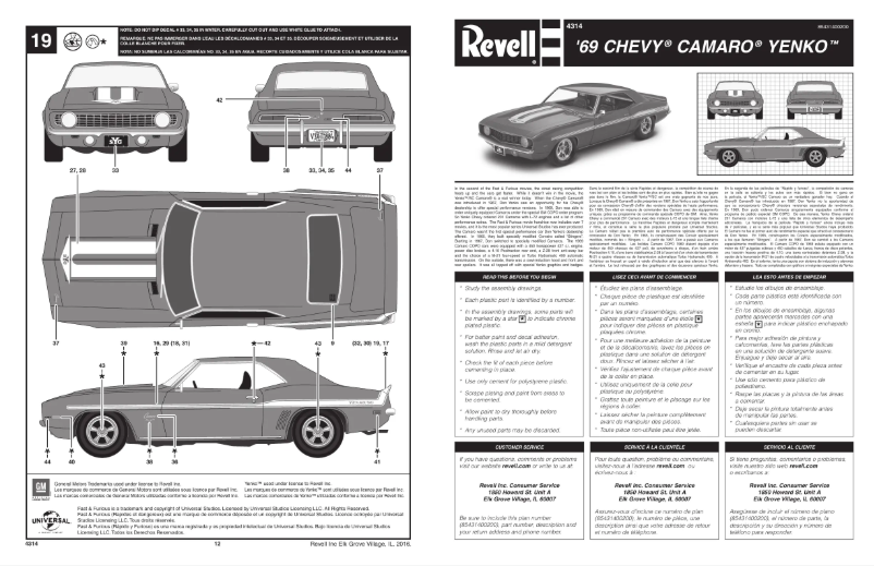 Page 1 of the manual User Manual Revell '69 CHEVY CAMARO YENKO
