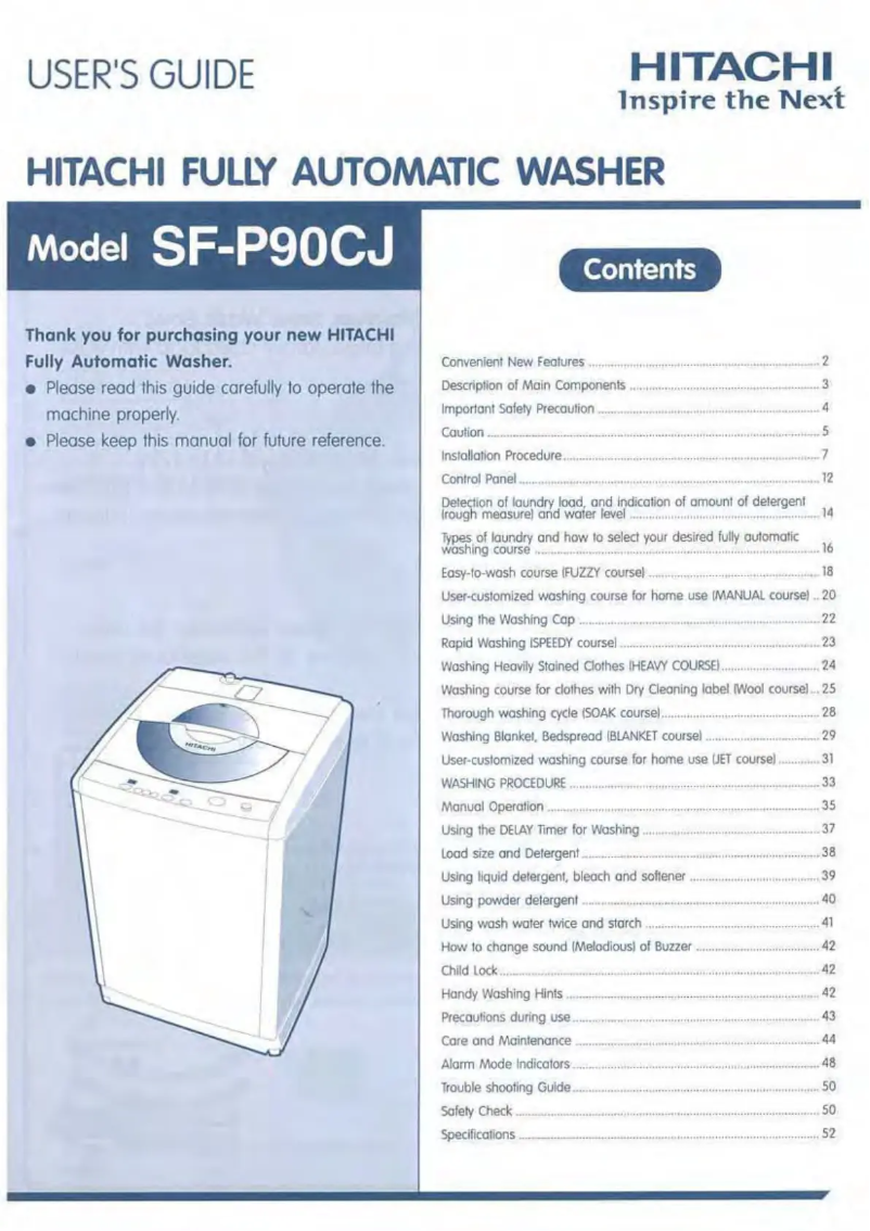 Page 1 of the manual Instruction Manual Hitachi SF-P90CJ