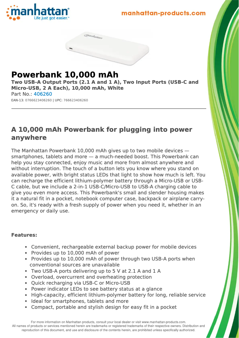 First page image of the manual for 406260