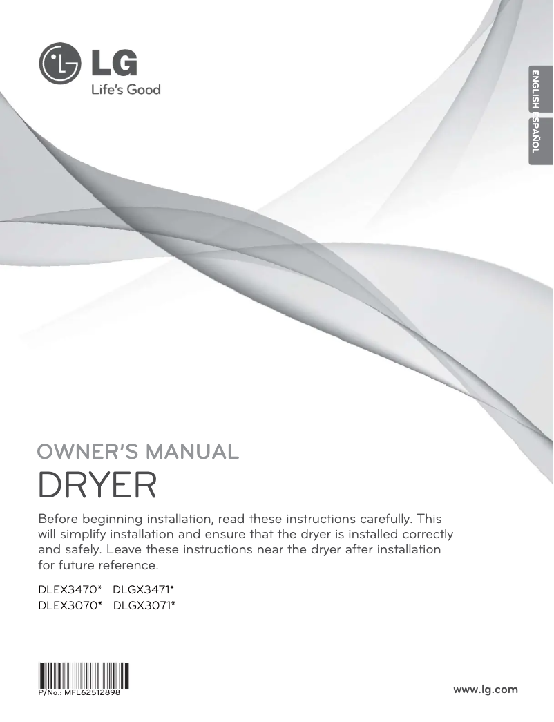 Page 1 of the manual User Manual LG DX3471W