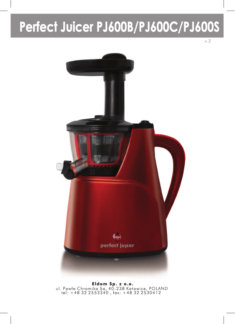 Page 1 of the manual User Manual Eldom Perfect Juicer PJ600C
