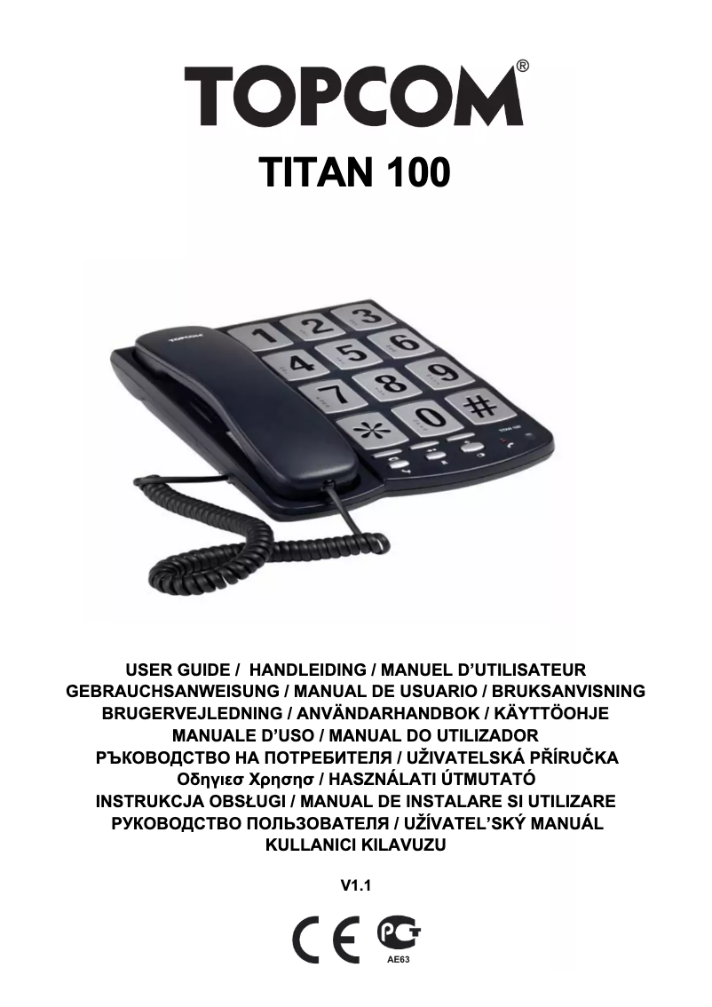 Page 1 of the manual User Manual Topcom Titan 100