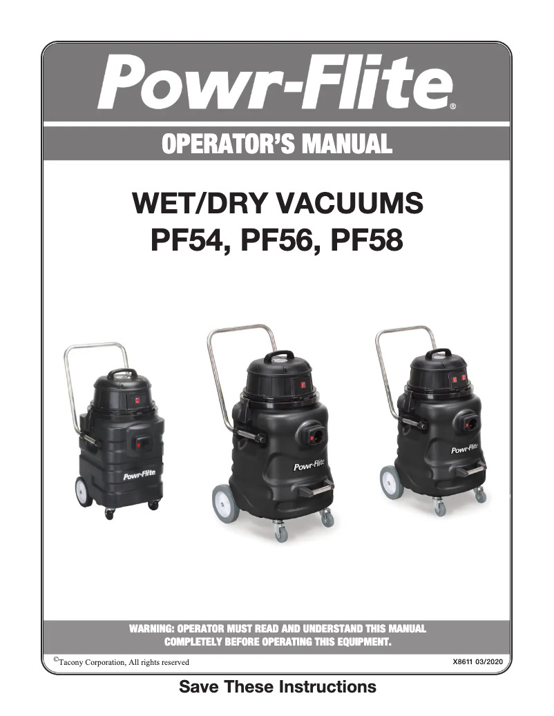 First page image of the manual for PF54