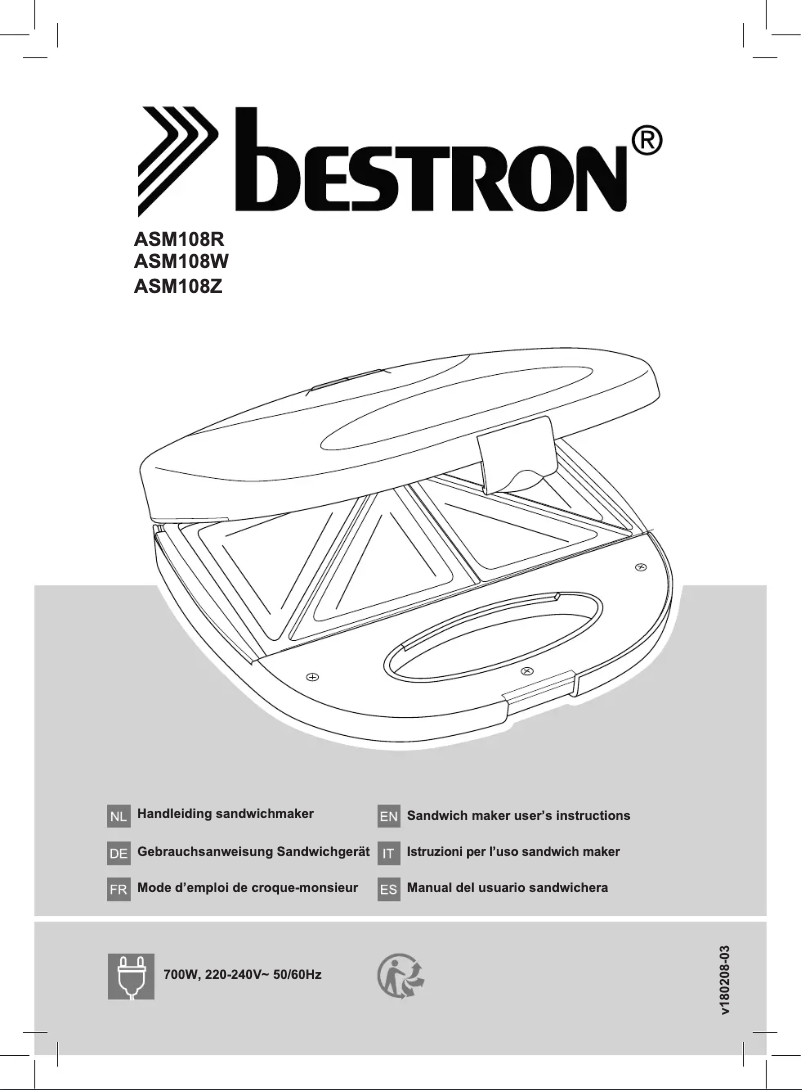 Page 1 de la notice Manuel utilisateur Bestron ASM108R