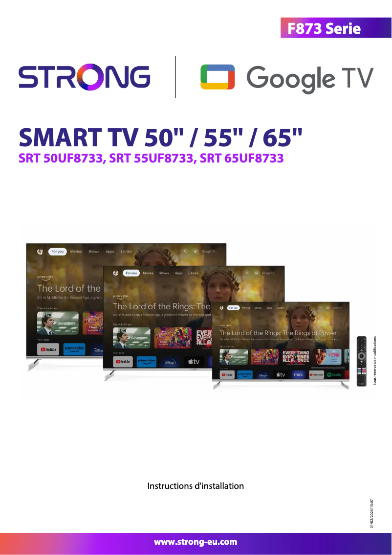 First page image of the manual for SRT 65UF8733