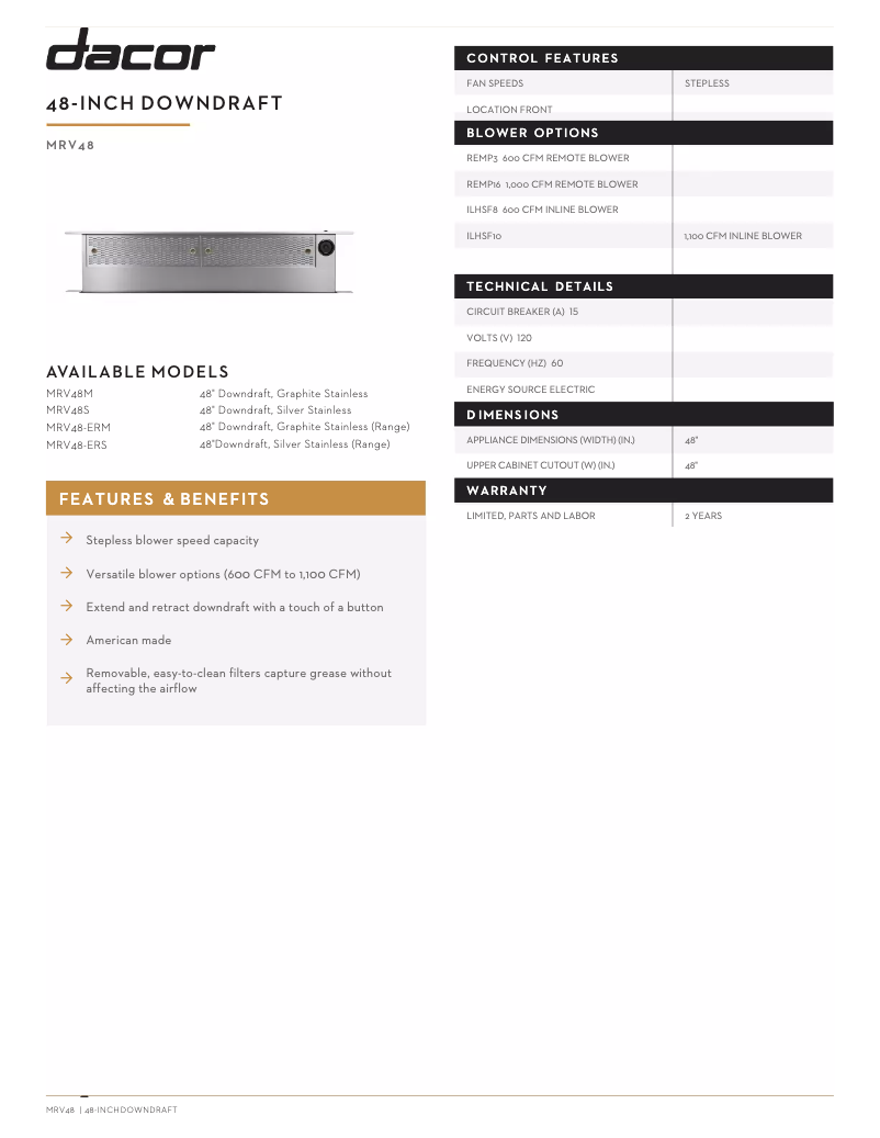 First page image of the manual for MRV48ERM