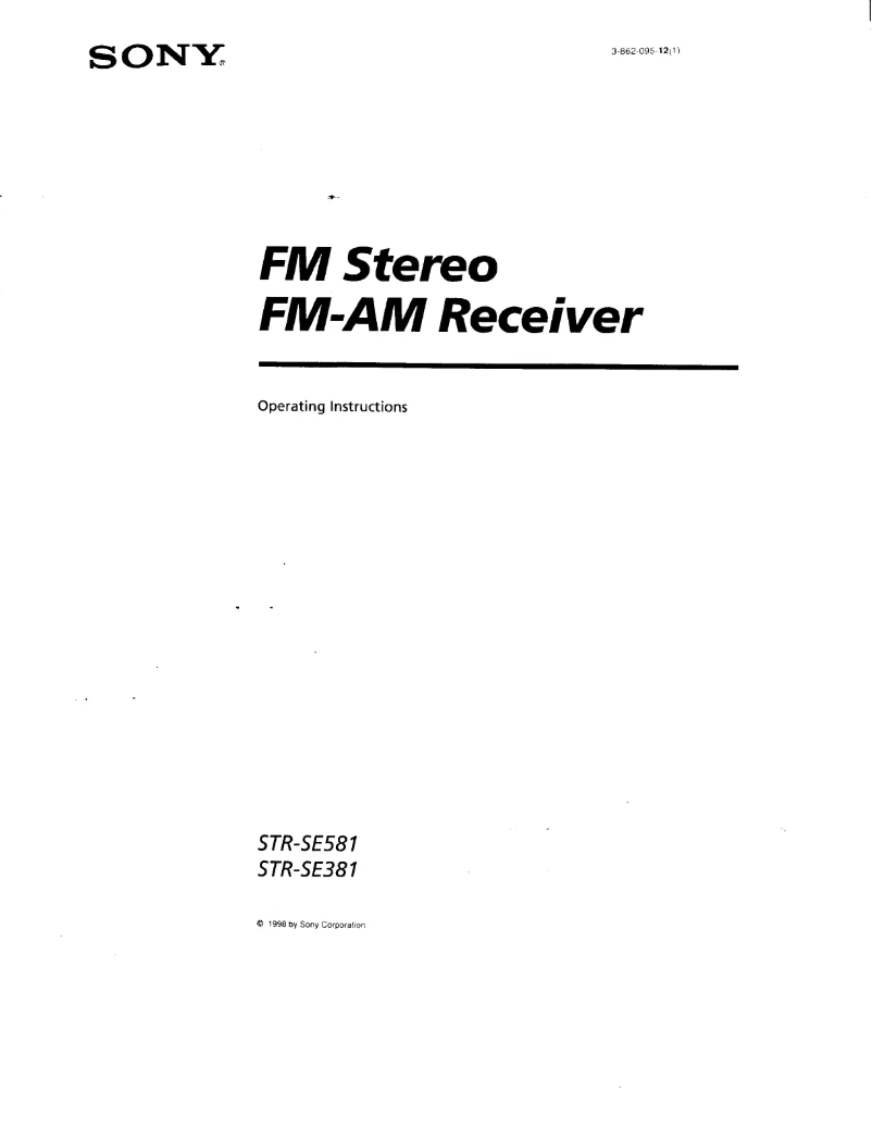 First page image of the manual for STR-SE581