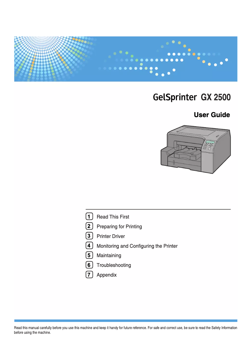 Page 1 of the manual User Manual Ricoh GelSprinter GX2500