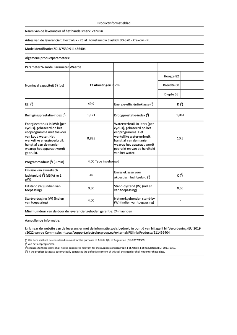 Page 1 of the manual Instruction Manual Zanussi ZDLN7530