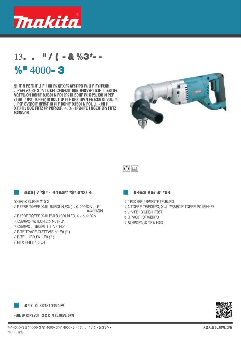 Page 1 of the manual Technical Sheet Makita DA4000LR