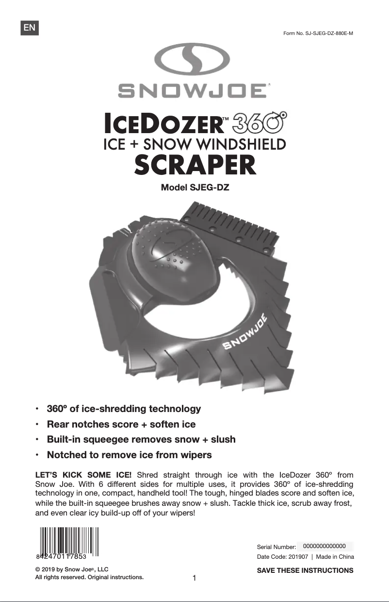 Page 1 of the manual User Manual Snow Joe SJBLZD-TV-BV2