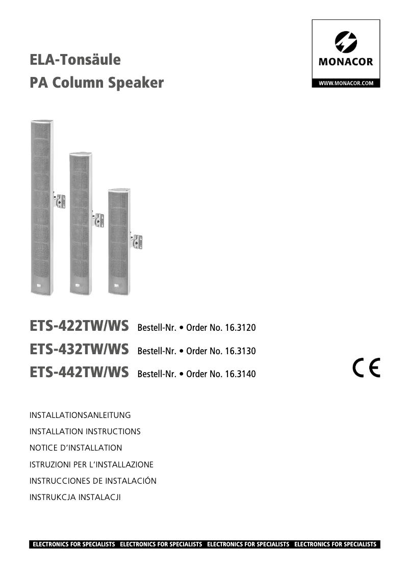 First page image of the manual for ETS-432TW/WS