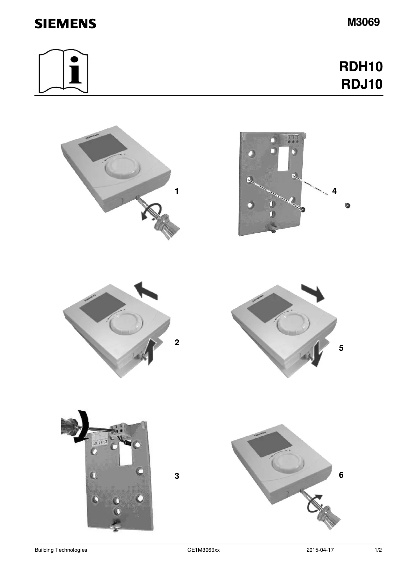 First page image of the manual for RDH10