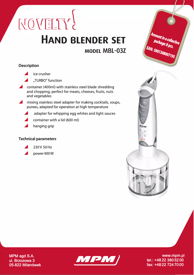 First page image of the manual for MBL-03