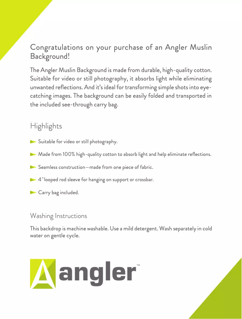 First page image of the manual for Muslin