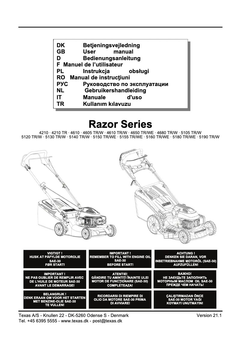 First page image of the manual for Razor 4210