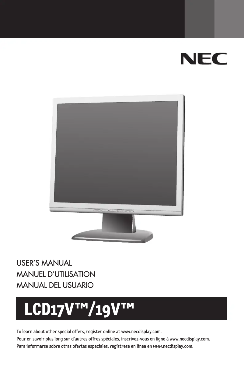 Page 1 of the manual User Manual NEC LCD19V-BK