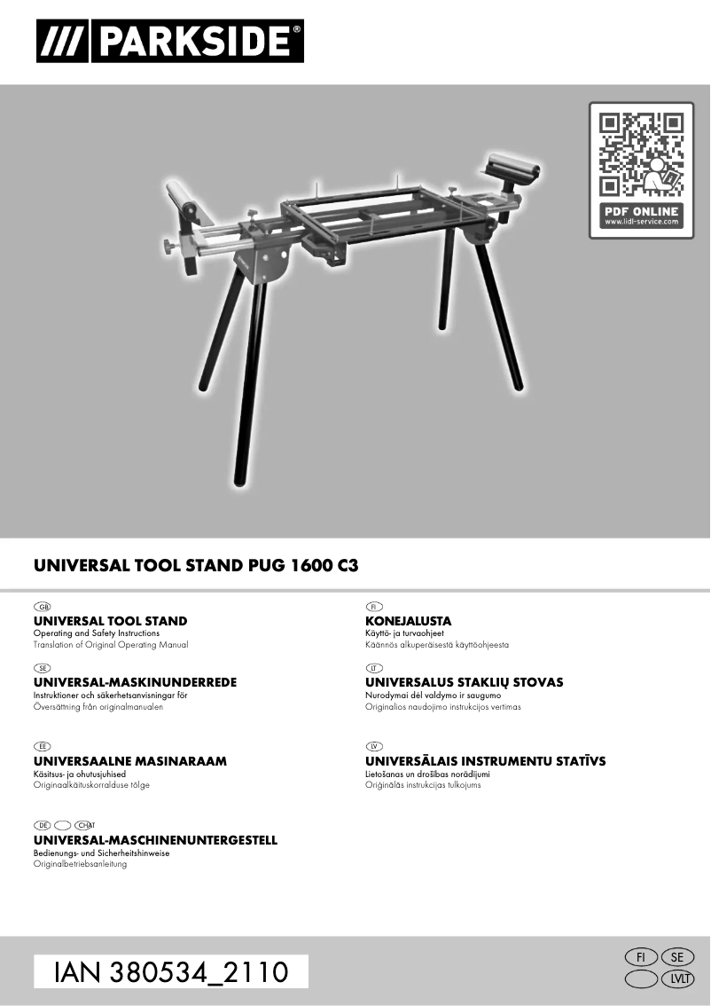 Page 1 of the manual User Manual Parkside PUG 1600 C3