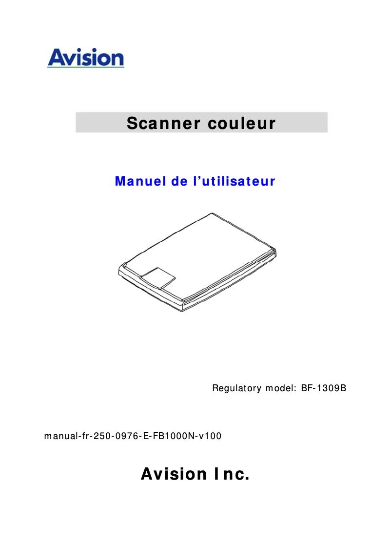 First page image of the manual for FB1000N
