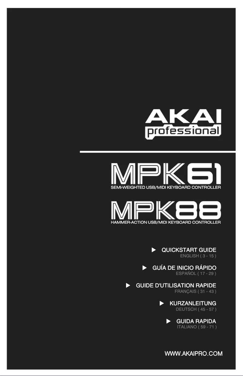 First page image of the manual for MPK61