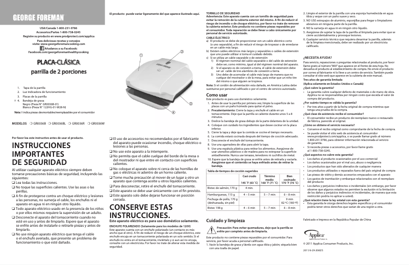 First page image of the manual for GR0036B