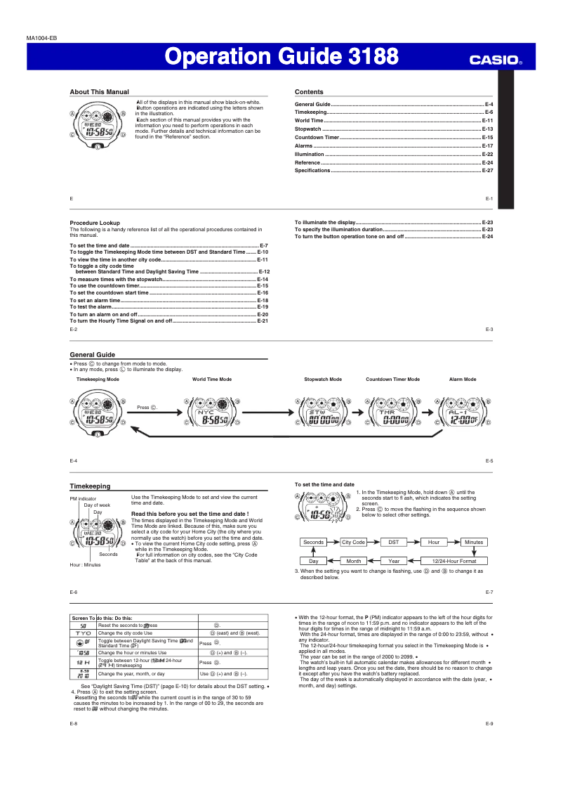 Page 1 of the manual User Manual Casio BG-1006SA-4AER