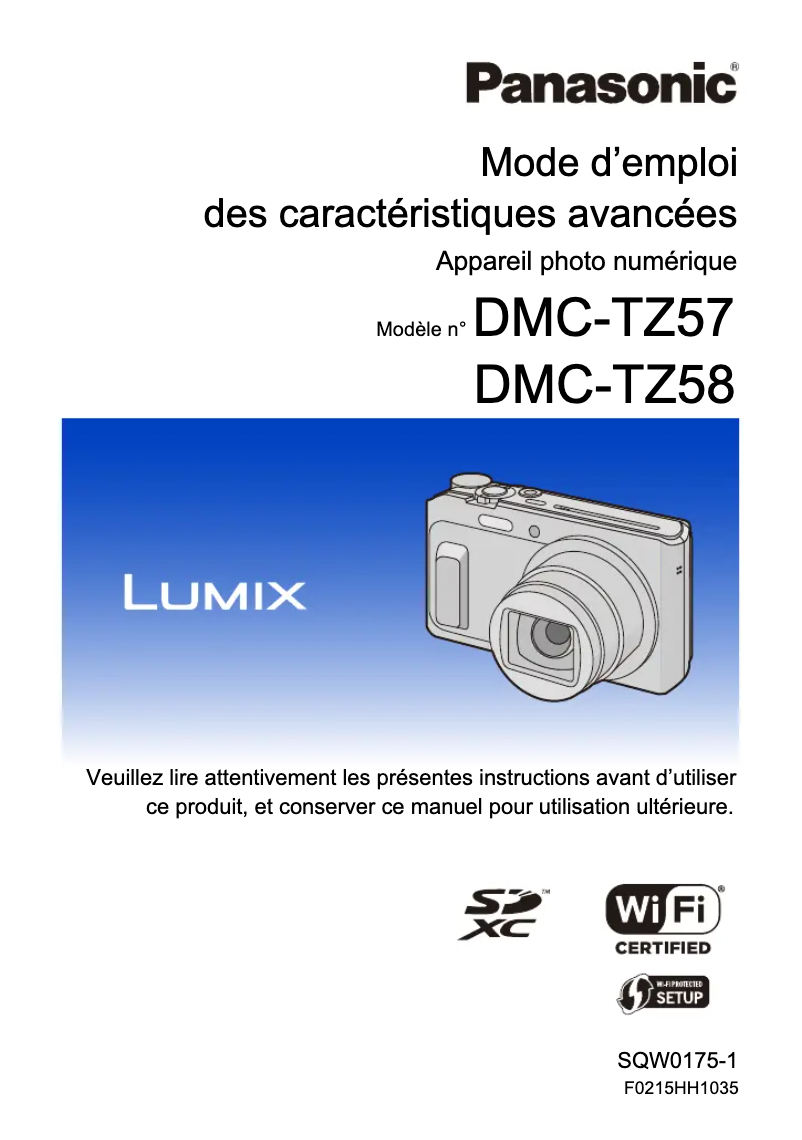 First page image of the manual for Lumix DMC-TZ58
