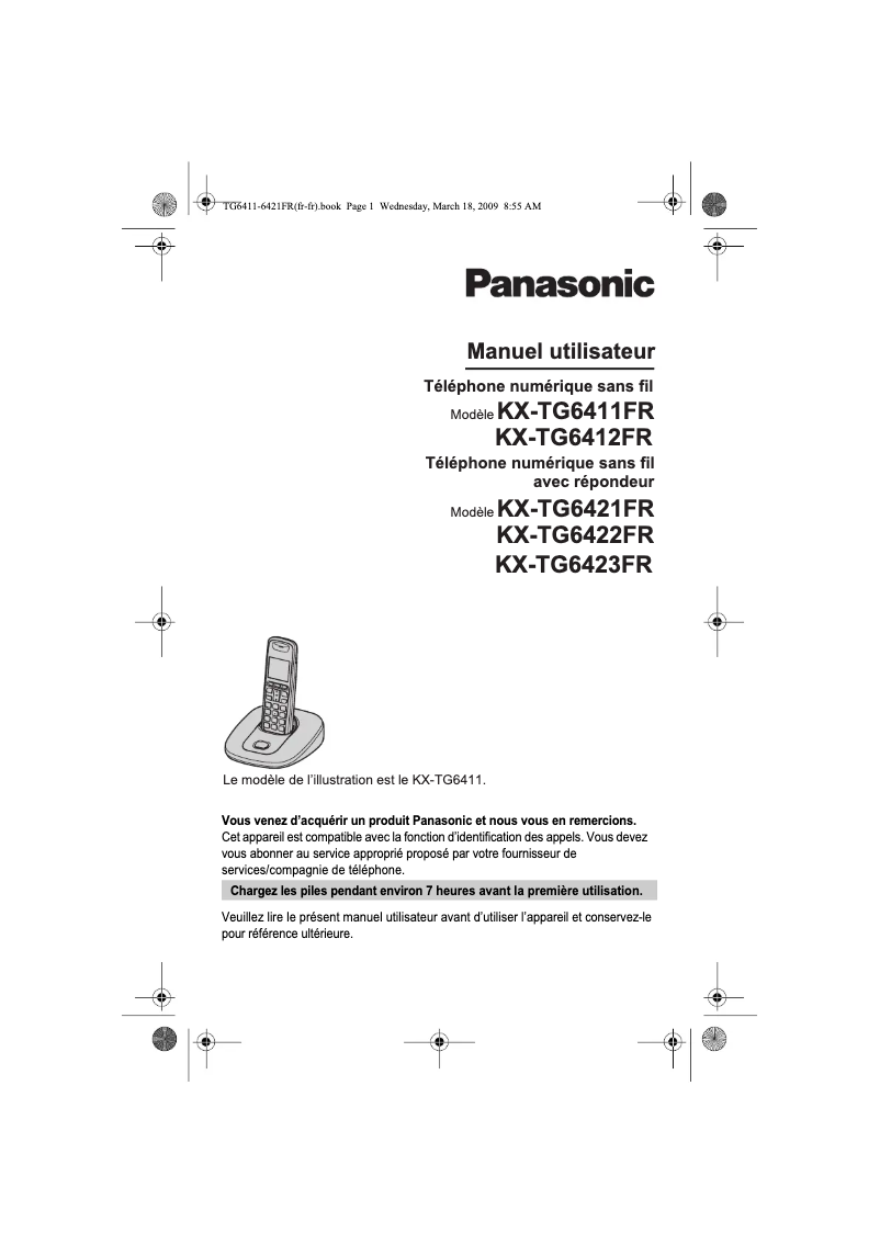 Page 1 of the manual User Manual Panasonic KX-TG6423