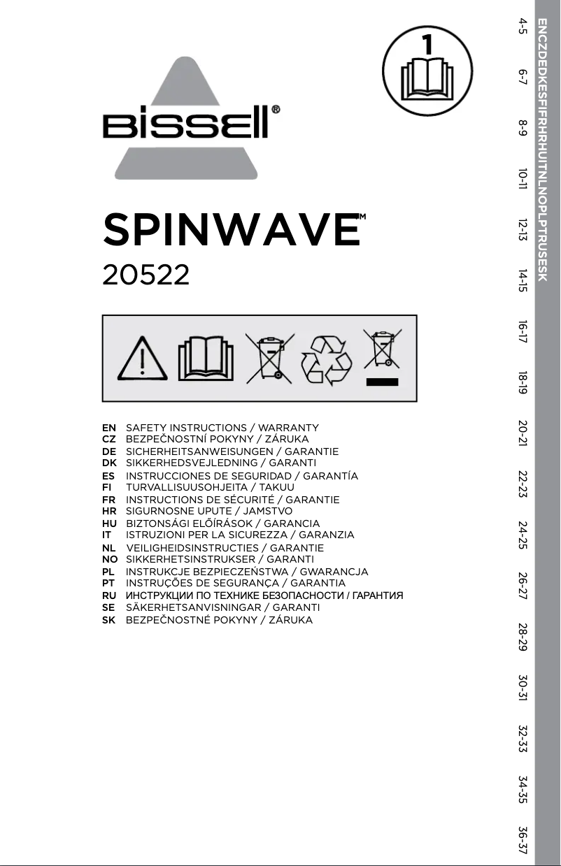 Page 1 of the manual User Manual Bissell SpinWave