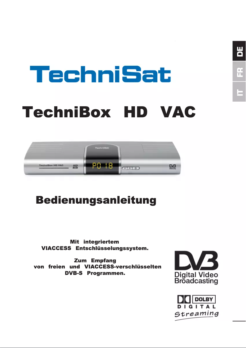 Page 1 of the manual User Manual TechniSat TechniBox HD VAC