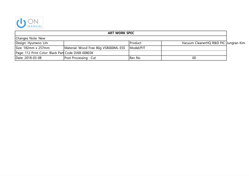 First page image of the manual for SS80N8014KW