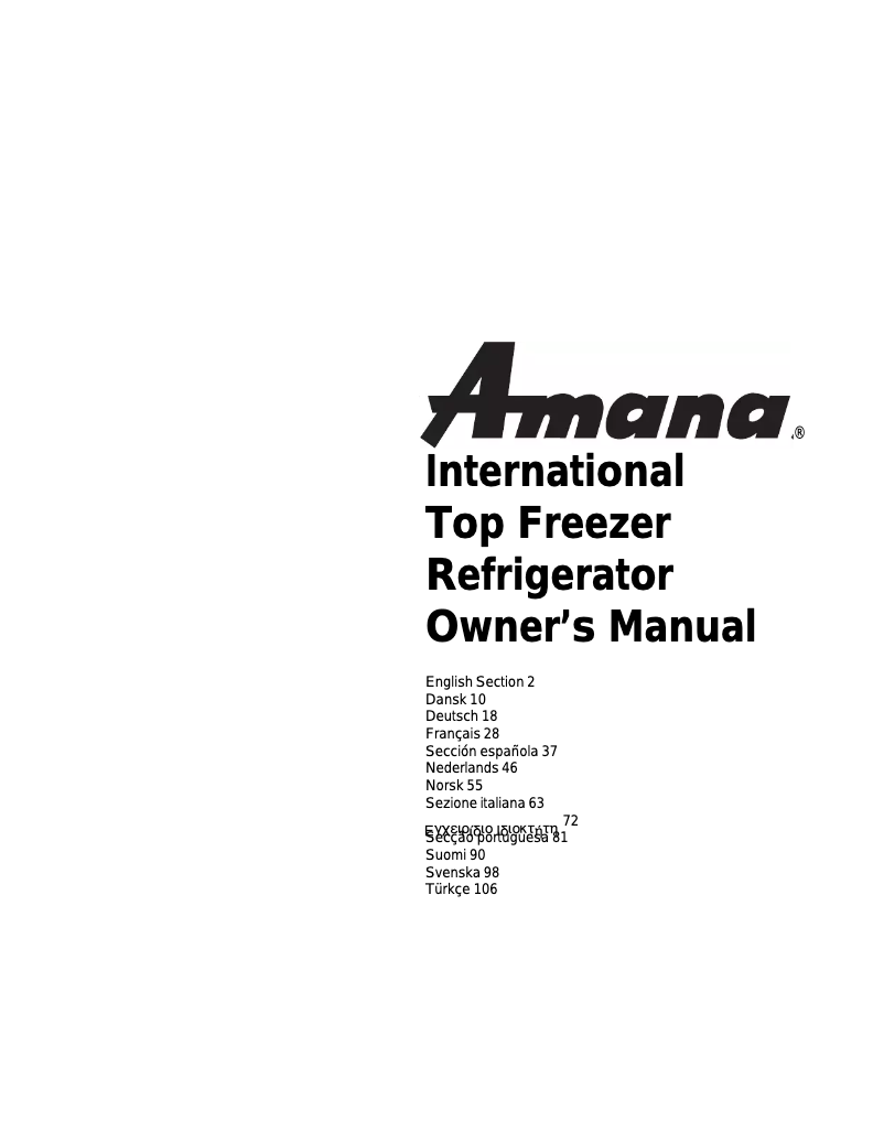 Page 1 of the manual User Manual Amana TX518VE