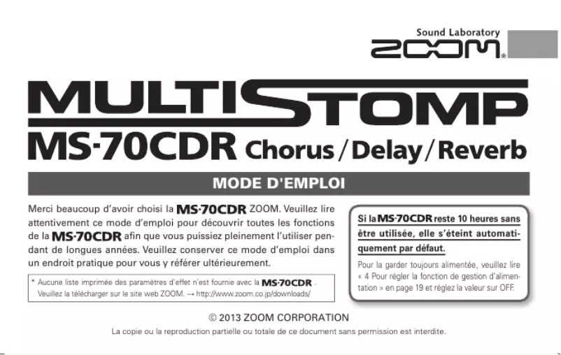 First page image of the manual for MS-70CDR