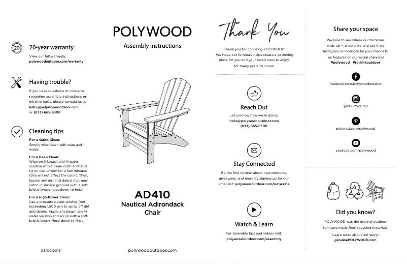 First page image of the manual for AD410