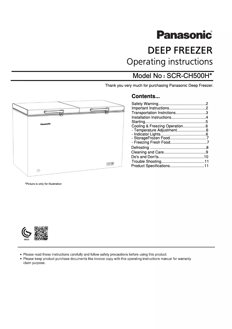 Page 1 of the manual User Manual Panasonic SCR-CH500H4