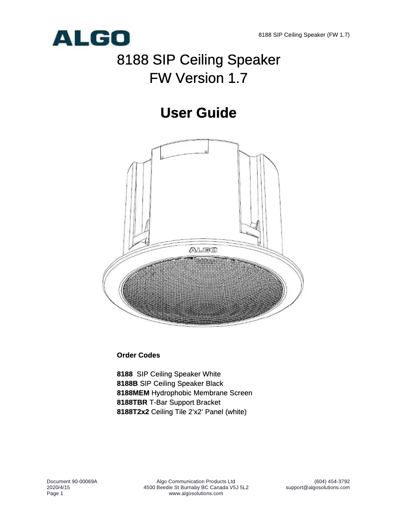 First page image of the manual for 8188