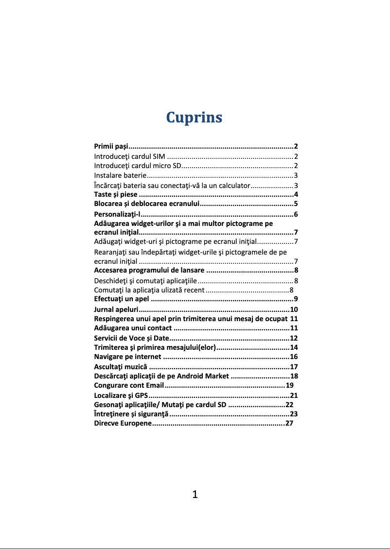 Page 1 of the manual User Manual E-Boda Rainbow V45