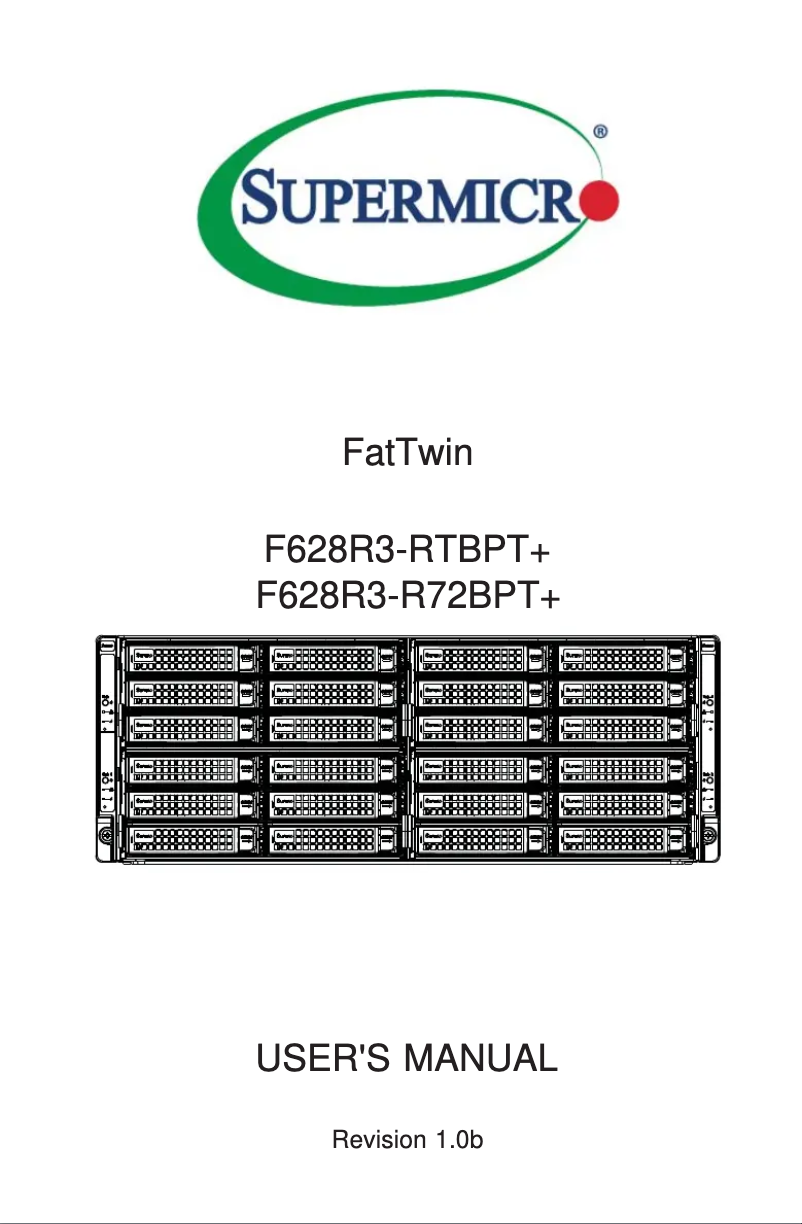 First page image of the manual for SuperServer F628R3-RTBPT+
