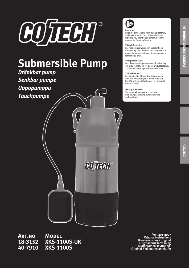 Page 1 of the manual User Manual Cotech XKS-1100S