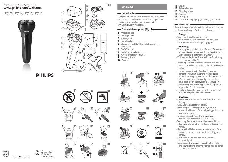 First page image of the manual for HQ988