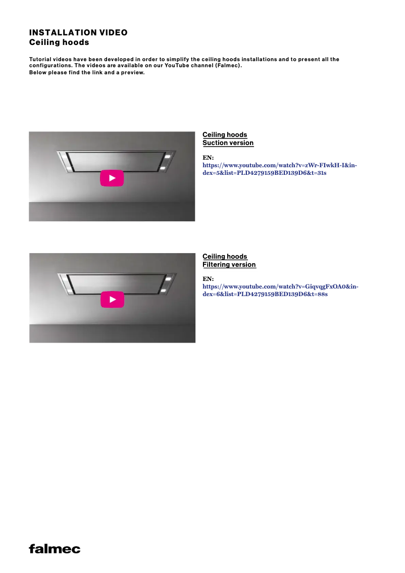 Page 1 of the manual Installation Guide Falmec Stella