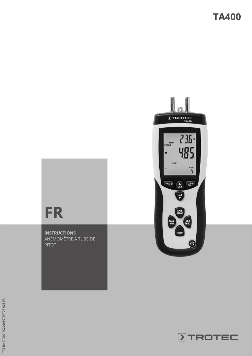 First page image of the manual for TA400