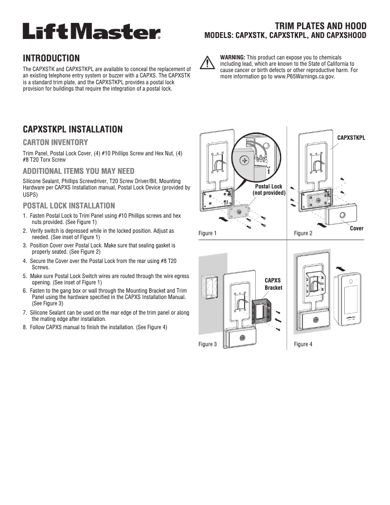 First page image of the manual for CAPXSTKPL