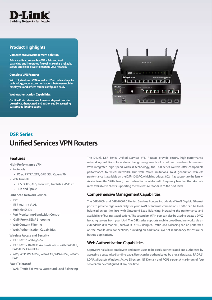 First page image of the manual for DSR-1000AC