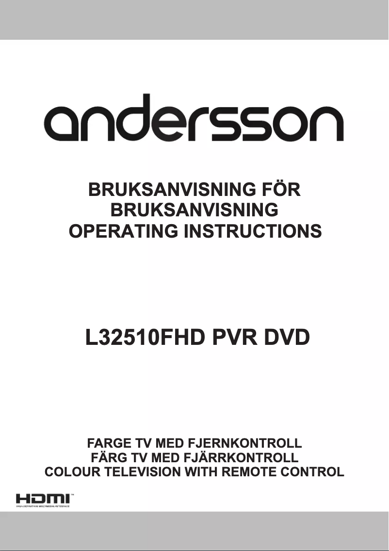 Page 1 of the manual User Manual Andersson L32510FHD PVR DVD