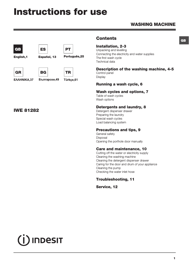 First page image of the manual for IWE 81282 B ECO (EU)