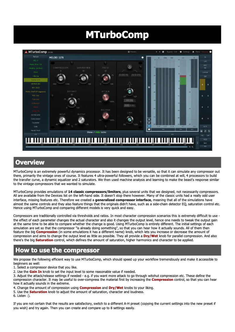 First page image of the manual for MTurbocomp