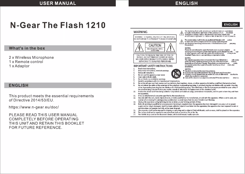 Page 1 of the manual User Manual N-Gear The Flash 1210