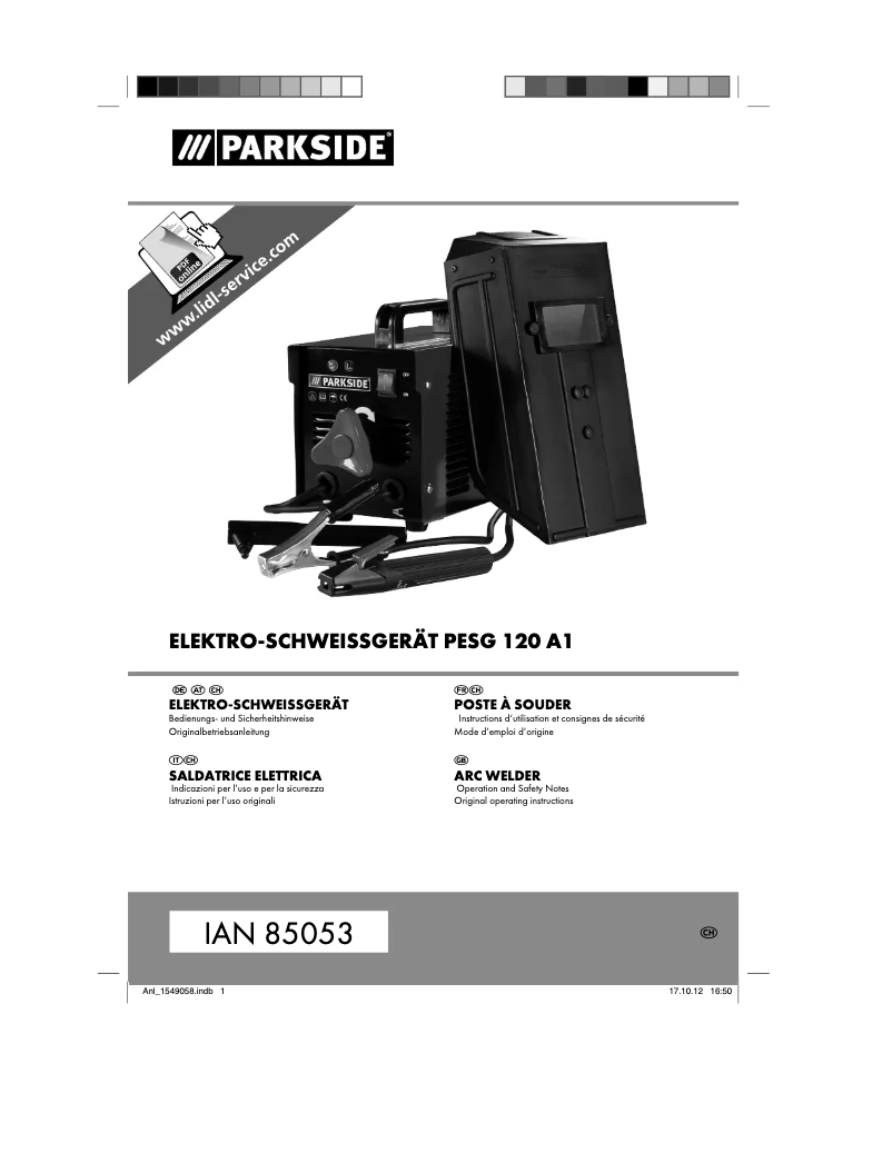 First page image of the manual for PESG 120 A1