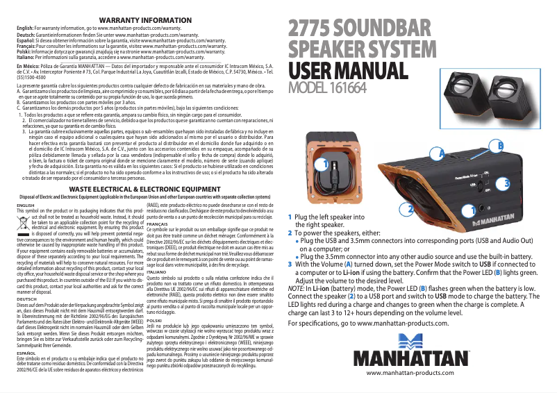 Page 1 of the manual User Manual Manhattan 2775